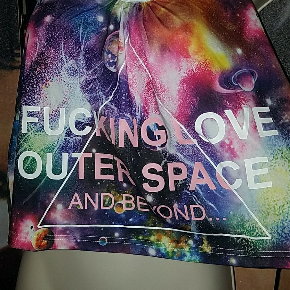 Too Fast F@cking I Love Outer Space and Beyond Tie Dye UFO Galaxy Tied Tank Top - Picture 5 of 8